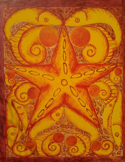 ESTRELLA DE MAR, PECES Y CARACOLES Acrylic Canvas Figure Painting