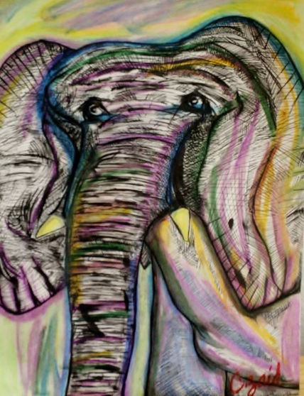 Elefante en rayas
