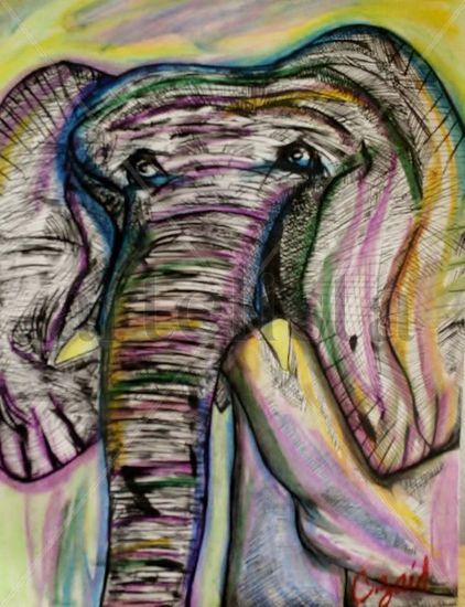 Elefante en rayas Ink