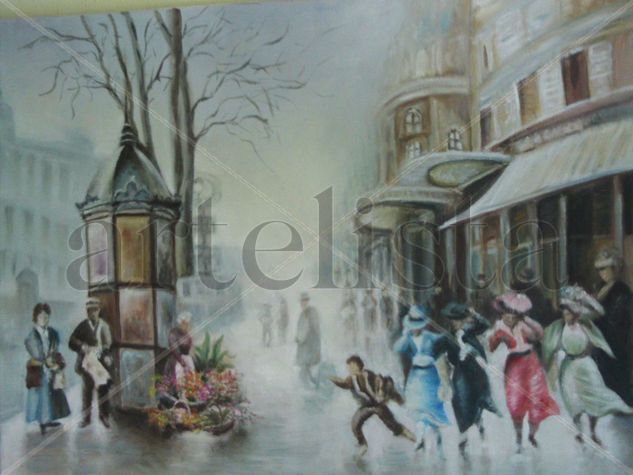 calle de paris (copia palmero) Oil Canvas Landscaping