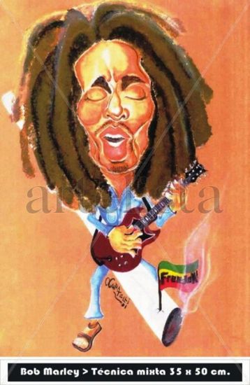 Caricatura de Bob Marley Media Mixta Otros Otros