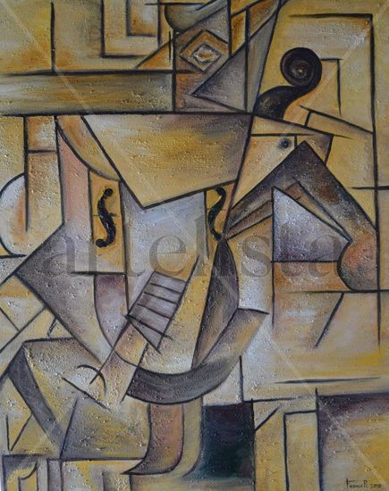 Guitarrista (Homenaje a Picasso) Acrylic Canvas Figure Painting