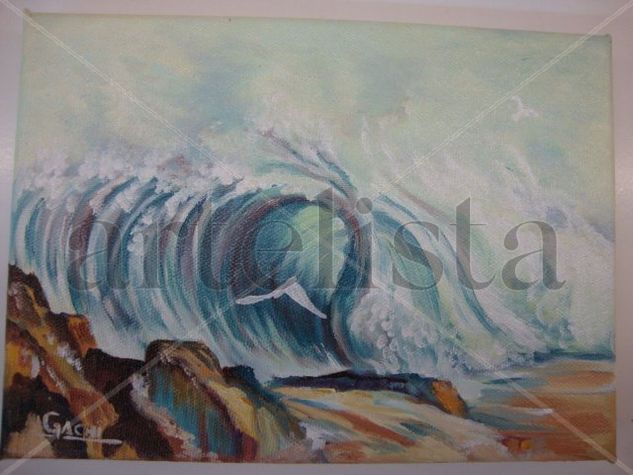 OLEAJE SOBRE LAS  ROCAS Oil Canvas Marine Painting