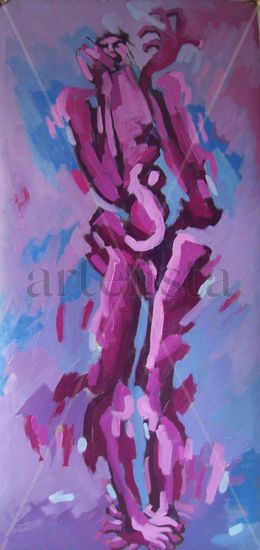 angustia de la serie DESARRAIGO Oil Textile Figure Painting