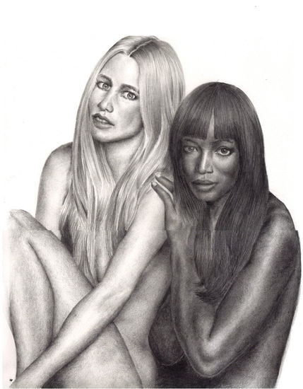 claudia schiffer & naomi campbell Grafito