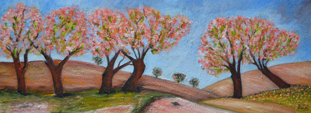 Cerezos en flor Acrylic Canvas Landscaping