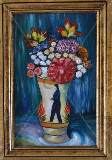 Jarron con flores Acrylic Panel Floral Painting