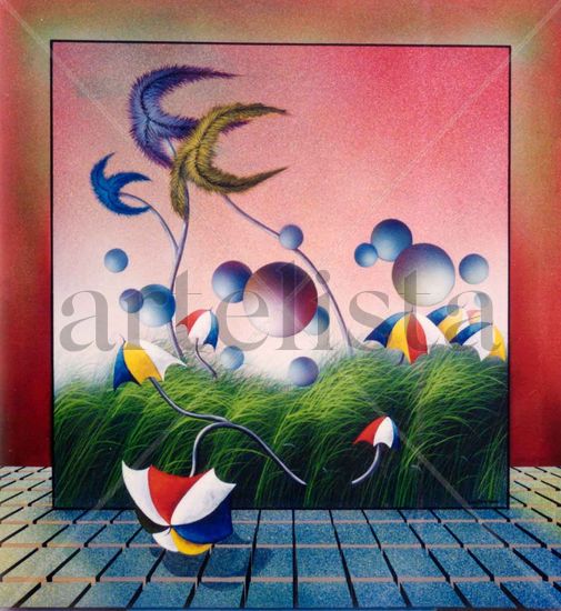 Paisaje con esferas Acrylic Canvas Landscaping