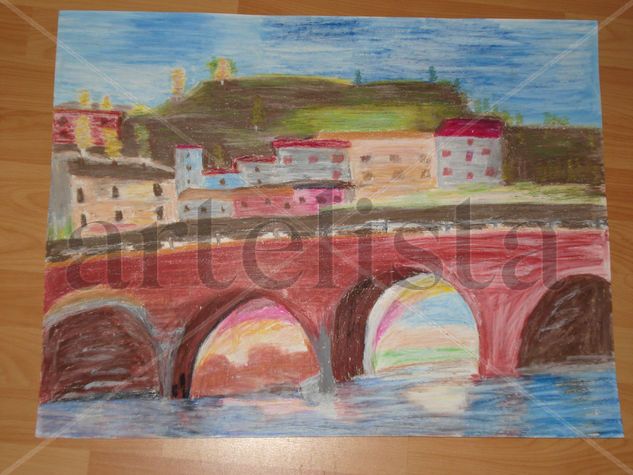 El pueblo Pastel Papel Paisaje