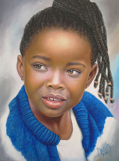 Niña de raza negra 32 Oil Canvas Portrait