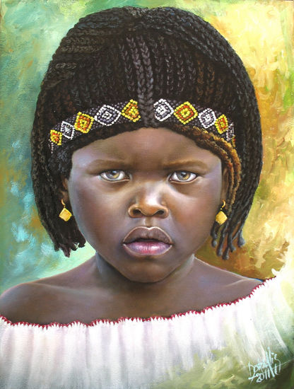 Niña de raza negra 40 Óleo Lienzo Retrato