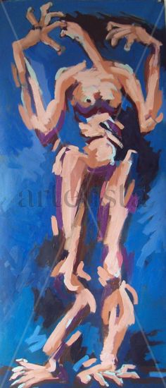 tristeza, de la serie DESARRAIGO Oil Textile Figure Painting