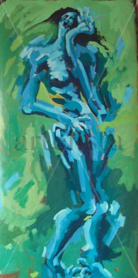 desconsuelo, de la serie DESARRAIGO Oil Textile Figure Painting