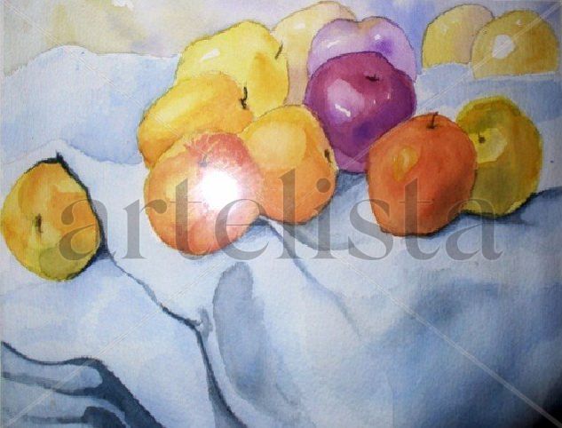 COLORES Y MANZANAS Acuarela Papel Paisaje