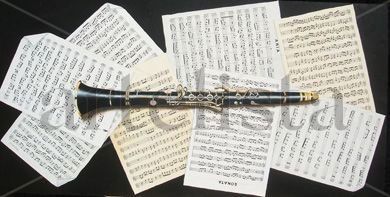 clarinete y partituras Óleo Lienzo Paisaje