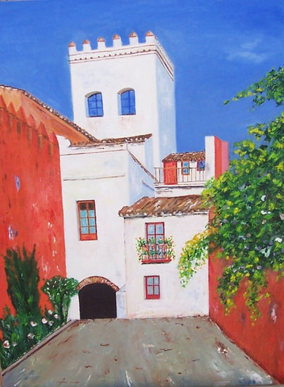 Barrio Santa Cruz Oil Canvas Landscaping