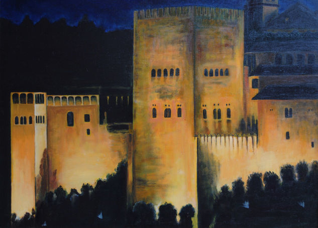 Alhambra nocturna Oil Canvas Landscaping