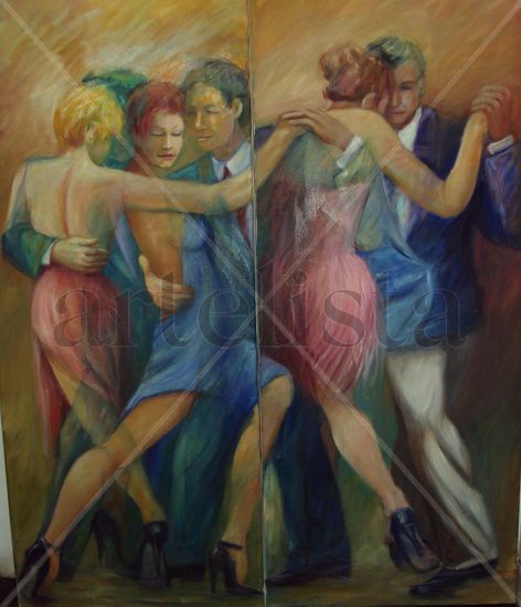 AL EVOCARTE TANGO QUERIDO Oil Canvas Figure Painting