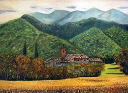 CASERIO DEL PIRINEO ESPAÑOL Oil Canvas Landscaping