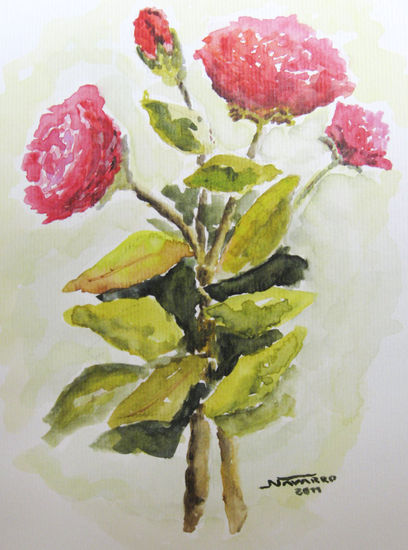 "Rosas 2" Watercolour Paper Floral Painting