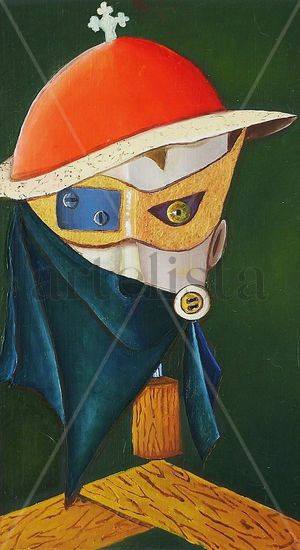 Mascara santa Oil Canvas Figure Painting