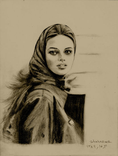 The girl with 'MACINTOSH ' pencil drawing by shahrzad ranji Lápiz (Negro) Otros Retrato