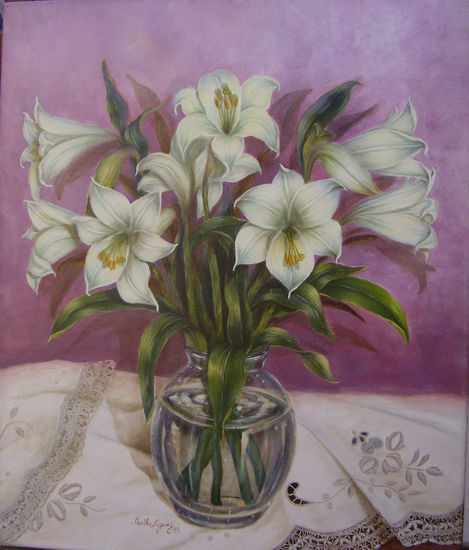 Azucenas embrujadas .... Oil Canvas Floral Painting