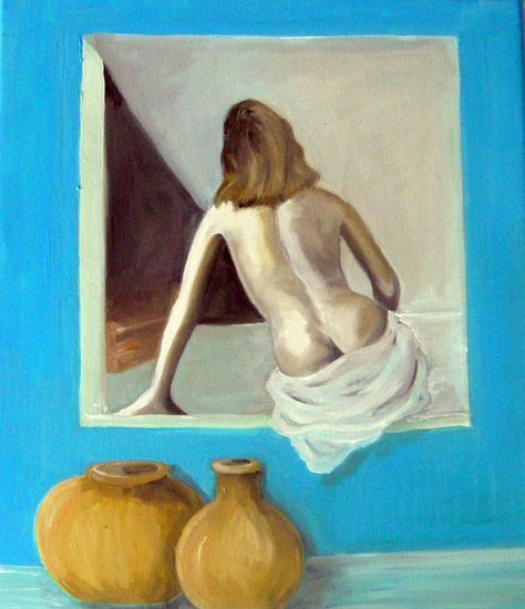 DANIELA EN LA VENTANA Oil Canvas Figure Painting