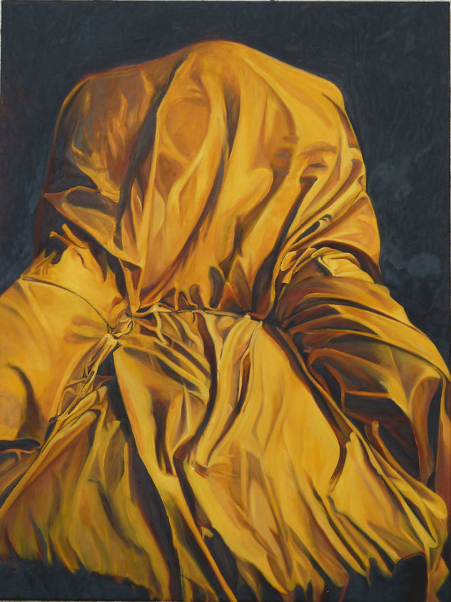 Yellow drapped armchair