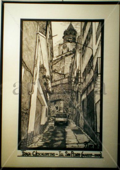 CUADROS AL CARBONCILLO/"FRAGA:C./ Escaleretas" Charcoal