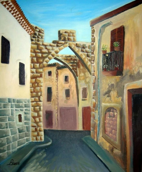 Calles de Vallbona de les Monjes (Lleida) Oil Canvas Landscaping