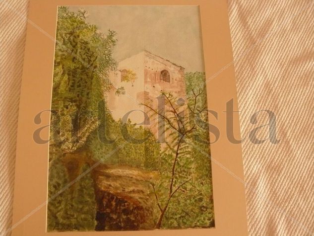 Torre de los Siete Suelos Gouache Papel Paisaje