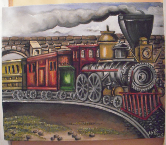 El tren de Marzo Oil Canvas Landscaping