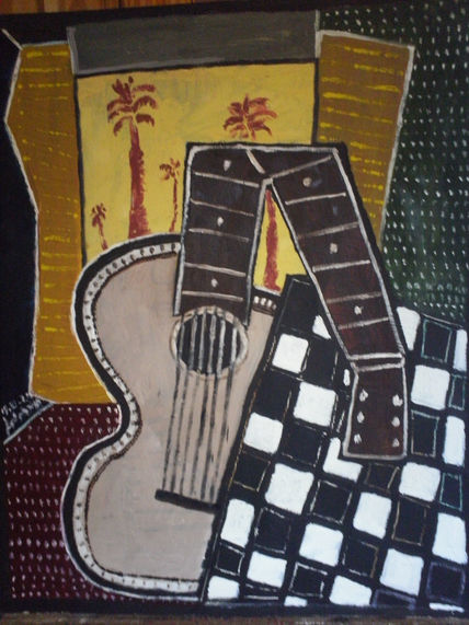 Guitarra y damero