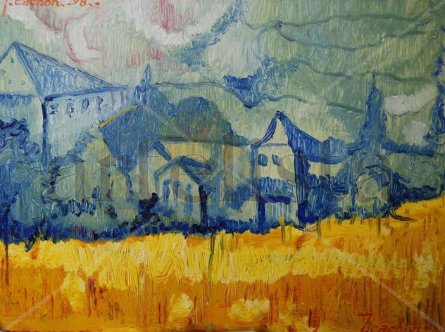 Ciudad sobre campo de trigo