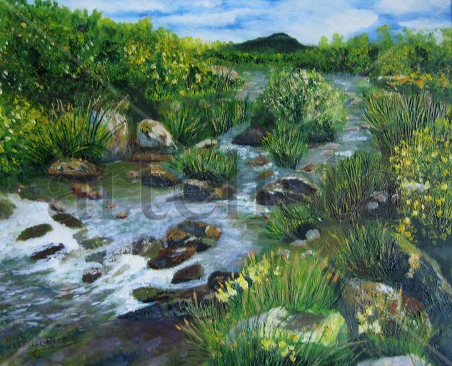 paisaje con torrente Oil Canvas Landscaping