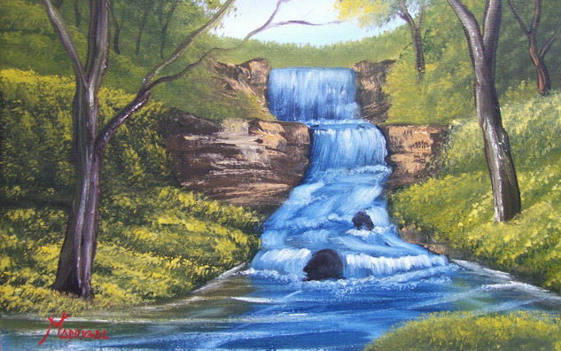 Cascada azul Oil Canvas Landscaping