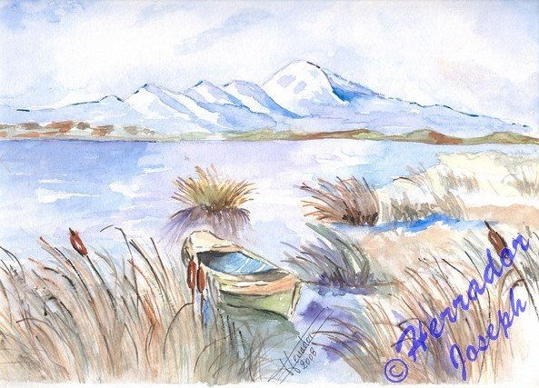 laguna de Leucate 2 Watercolour Paper Marine Painting