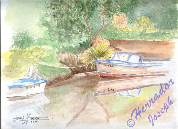 Canal du Midi 2 Watercolour Paper Marine Painting