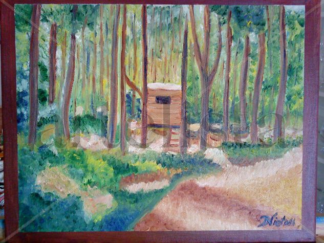 ESCONDITE EN EL BOSQUE. Oil Canvas Landscaping