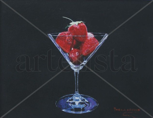 Copa de con Fresas Acrylic Canvas Still Life Paintings