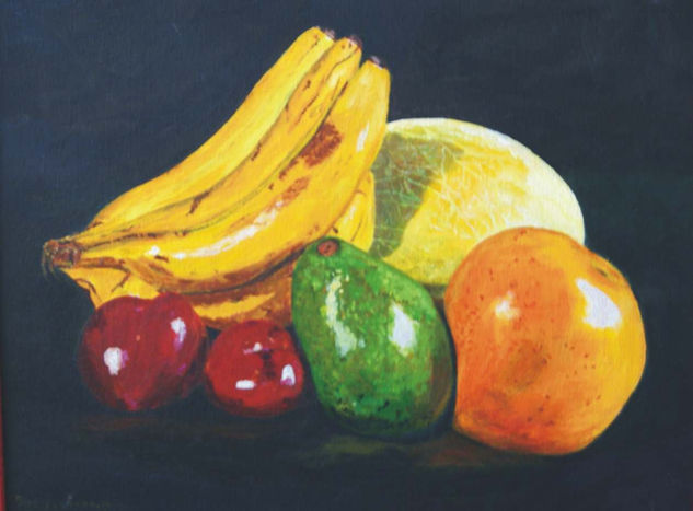 Bodegón con platanos Acrylic Canvas Still Life Paintings