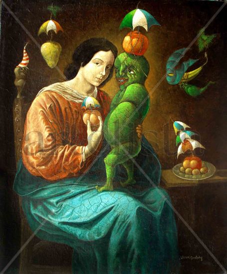 Autorretrato con Madonna Óleo Lienzo Figura