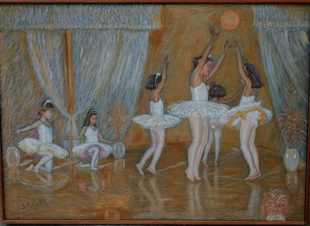 "Ensallos de ballet en Figueira da foz" Óleo Lienzo Figura