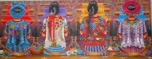 TEJIENDO NUESTRAS COSTUMBREs Oil Canvas Figure Painting