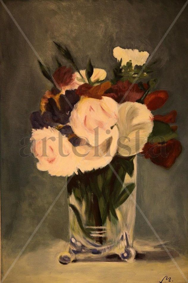 Flores en vaso de cristal