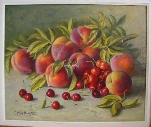 CEREZAS Y MELOCOTONES DE MONACHIL. Oil Canvas Landscaping