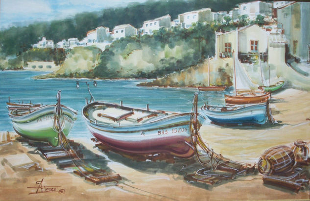 Playa de Burriana Watercolour Card Landscaping