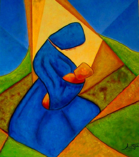 MADRE Y NIÑO. MOTHER AND CHILD Oil Canvas Landscaping