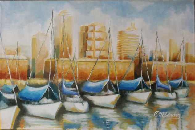 Puerto Madero II Oil Canvas Marine Painting